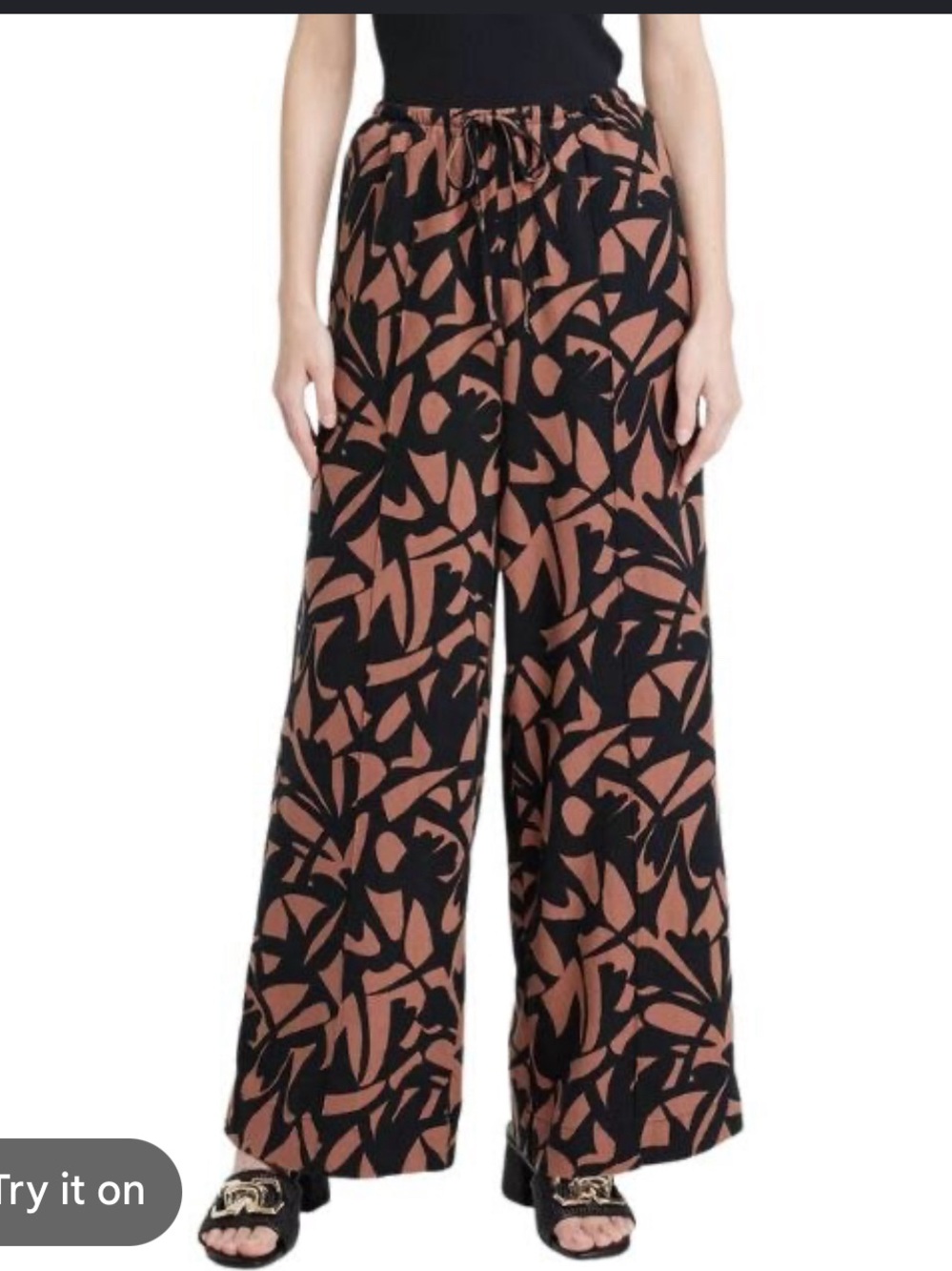 a new day Black and Rust Abstract Wide Leg Pants - Picture 2 of 14